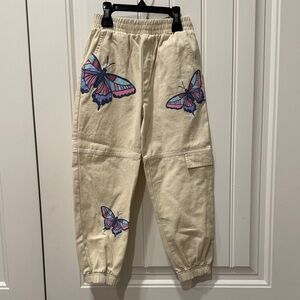 Peek Cream Butterfly Print Joggers